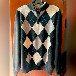 Men’s Allen Solly 100% cashmere 1/4 zip blue, black, grey  pullover sweater, XL